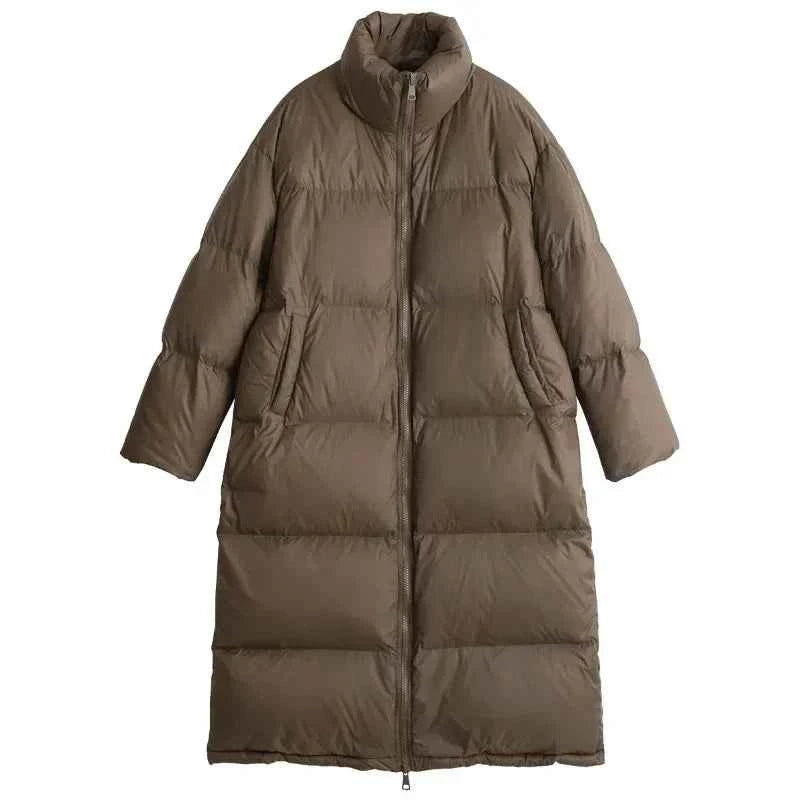CHIC VEN Women Down Coats New Long Thick Warm Down Jackets Overcoat White Duck Down Loose Casual Jacket Autumn Winter 2023