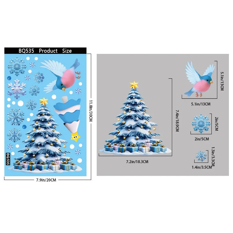 Merry Christmas Stickers Christmas Decoration 2025 Cartoon Snowman Santa Xmas Tree Claus Window Glass Door Wall Stickers Gifts - YourGiftIdeasUK