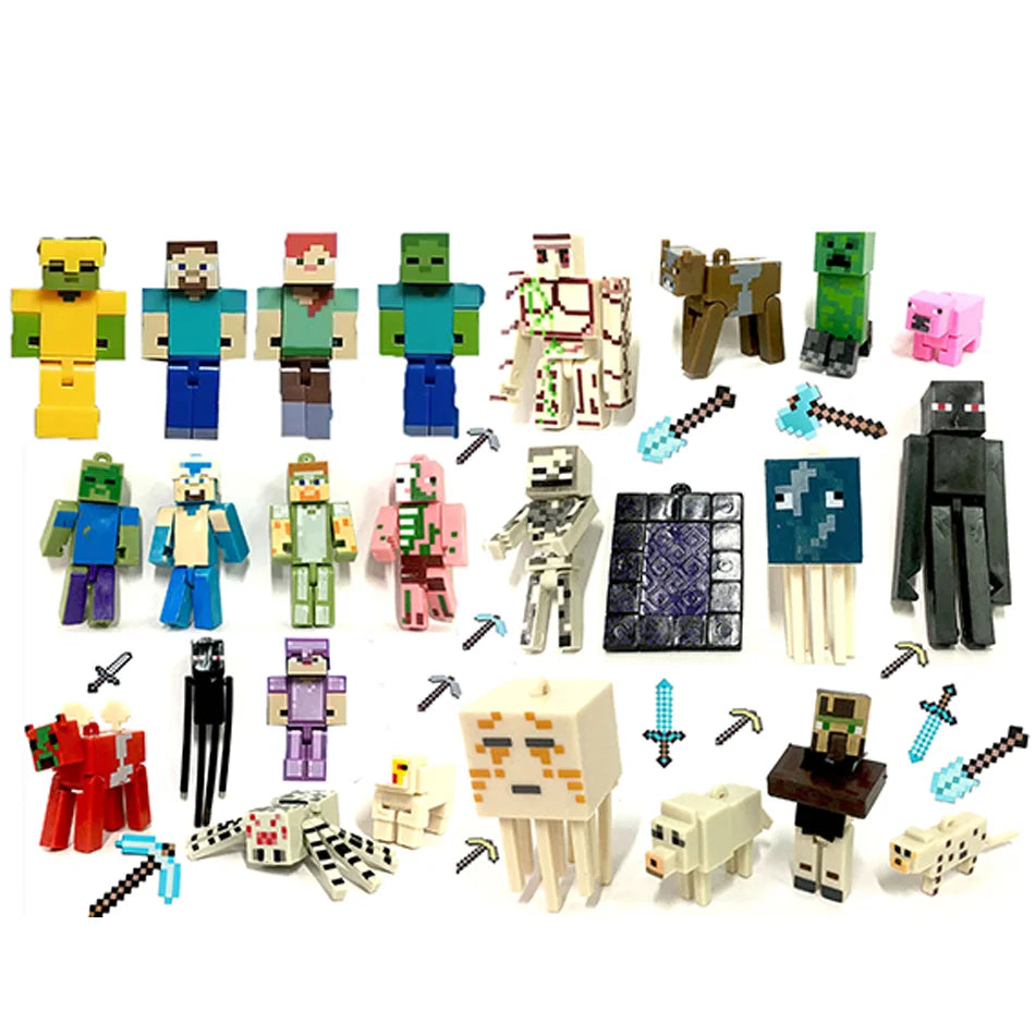 2-24pcs Anime Minecraft Figure Blind Box Action Figurine Doll Kits Collection PVC Model Toys Wholesale children Birthday Gift