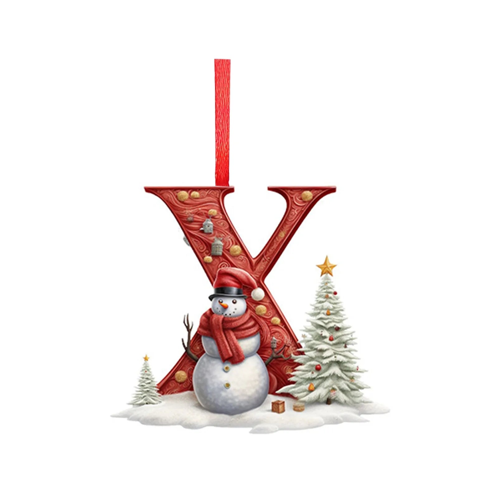 New Christmas Tree Decoration 2D Letter Pendant Acrylic 26 Letter Pendant Hanging Christmas Tree Ornament Accessories navidad - YourGiftIdeasUK