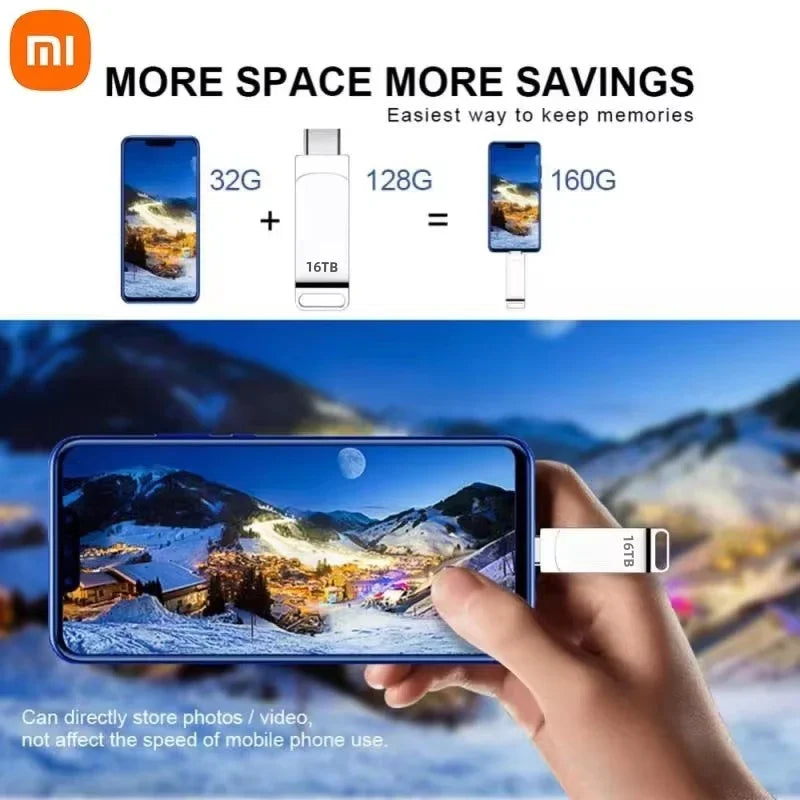 Xiaomi 16TB USB 3.2 Flash Drives High Speed Transfer Metal Pendrive Memory Card Pendrive Flash Disk Memoria Waterproof Stick NEW