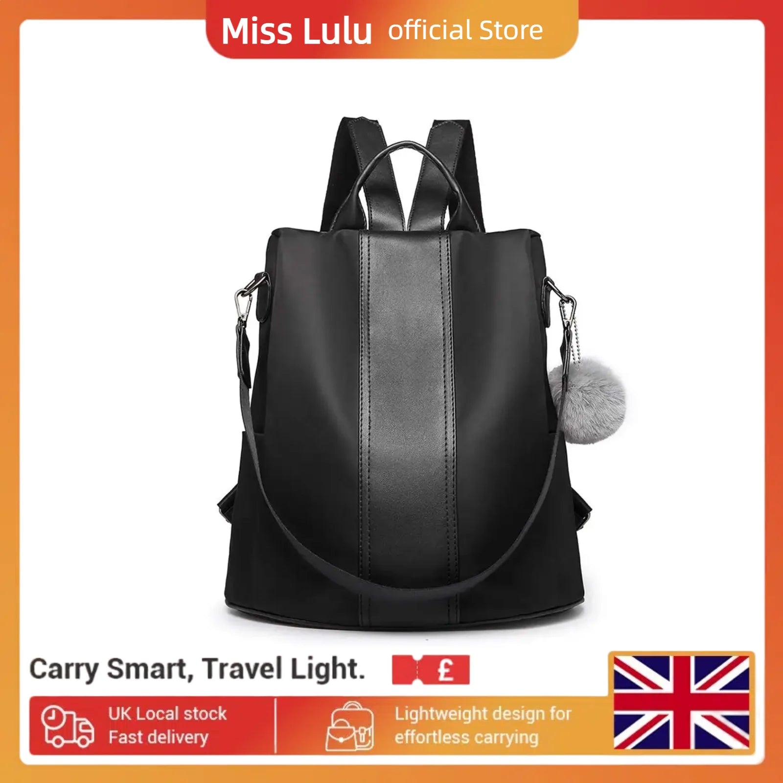 Miss Lulu Small Backpack Womens Anti Theft Nylon Rucksack Bag for Women Ladies Grils Travel
