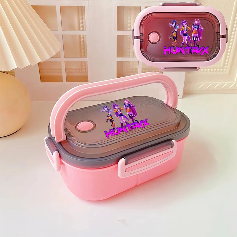 KPop Demon Hunters Portable Bento Lunch Boxs Girl Boy Compartment Fruit Food Boxs Microwave Lunch Box Picnic Fresh Box Gift - YourGiftIdeasUK