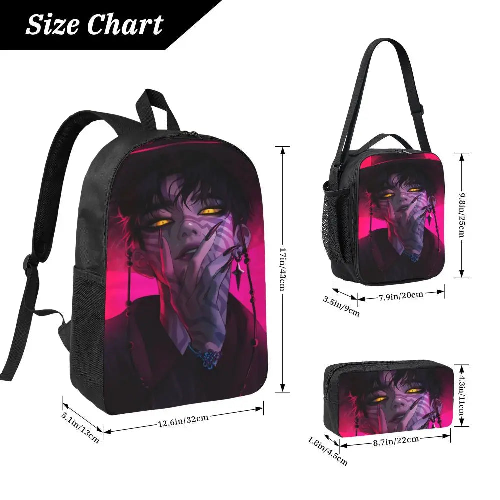3Pcs Kpop Demon Hunters Huntrix  Backpack Set for Kids Pencil Boxes Bookbag Sets with Lunch Box For School Students Knapsack