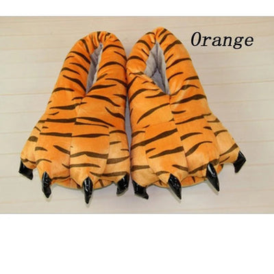 Winter Soft Warm Monster Dinosaur Paw Funny Slippers  Women Kids Parent-child Home  Slipper Shoes Room Cotton Random lining