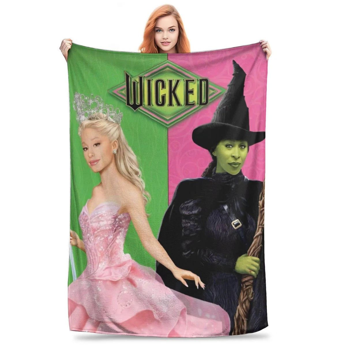 Wicked Elphaba & Glinda Tonal Blanket Magic Movie Flannel Throw Blankets Bedspreads Printed Soft Warm Multifunction Quilt - YourGiftIdeasUK