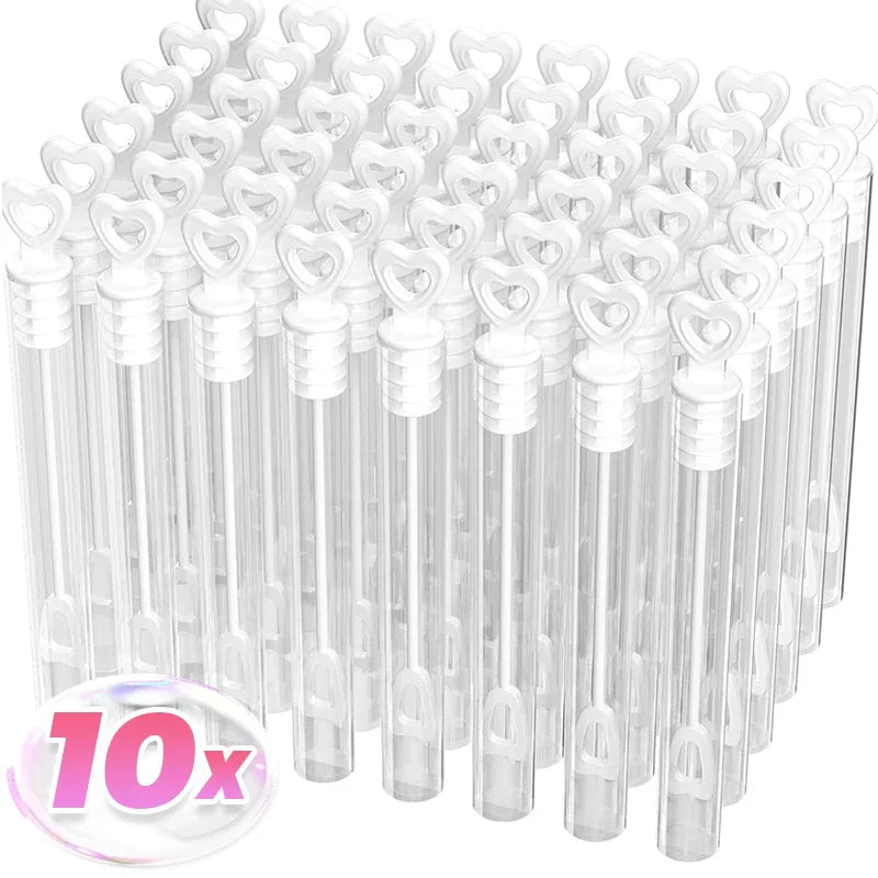 100/10pcs Love Heart Wand Tube Clear Empty Bubbles Soap Bottles with Heart Handle Wedding Gifts for Guests Party Decor Kids Toys