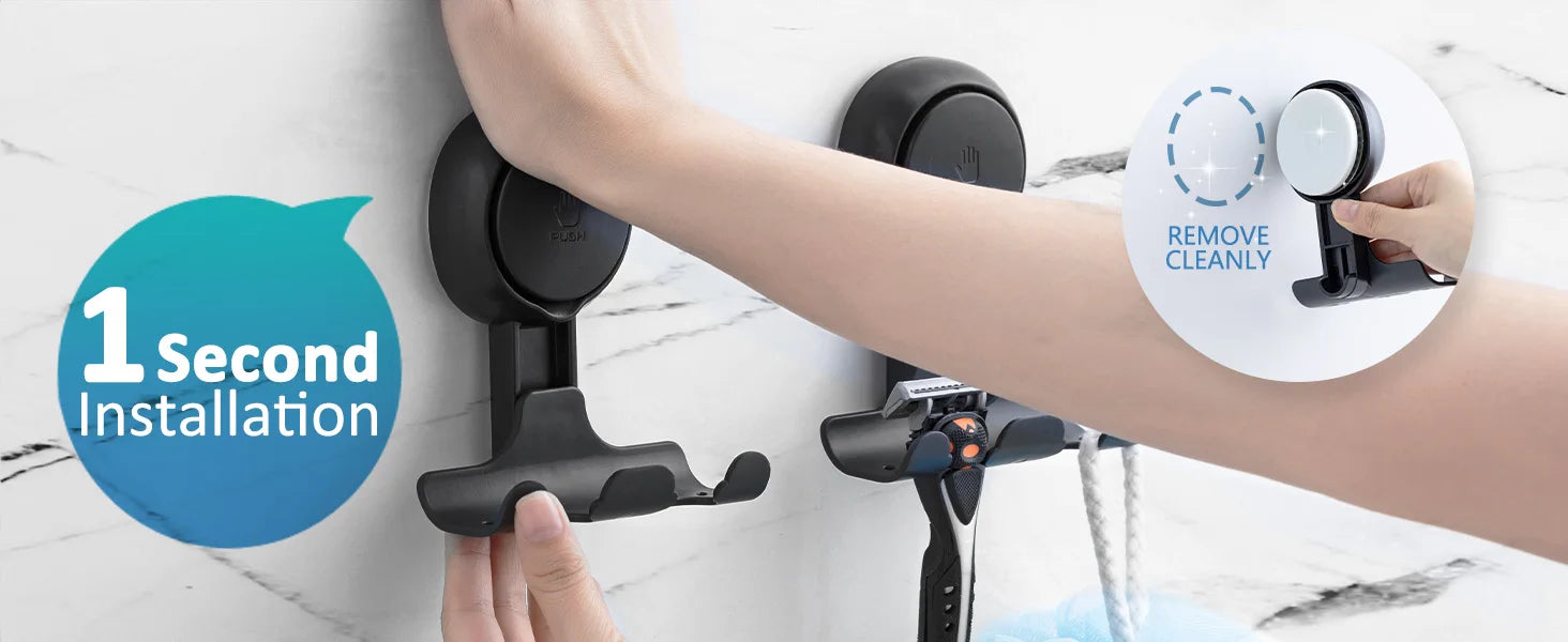TAILI Shower Razor Hooks for Bathroom Kitchen Shower Hooks Suction Cup Hook Powerful Vacuum Suction Hooks Removable and Reusable