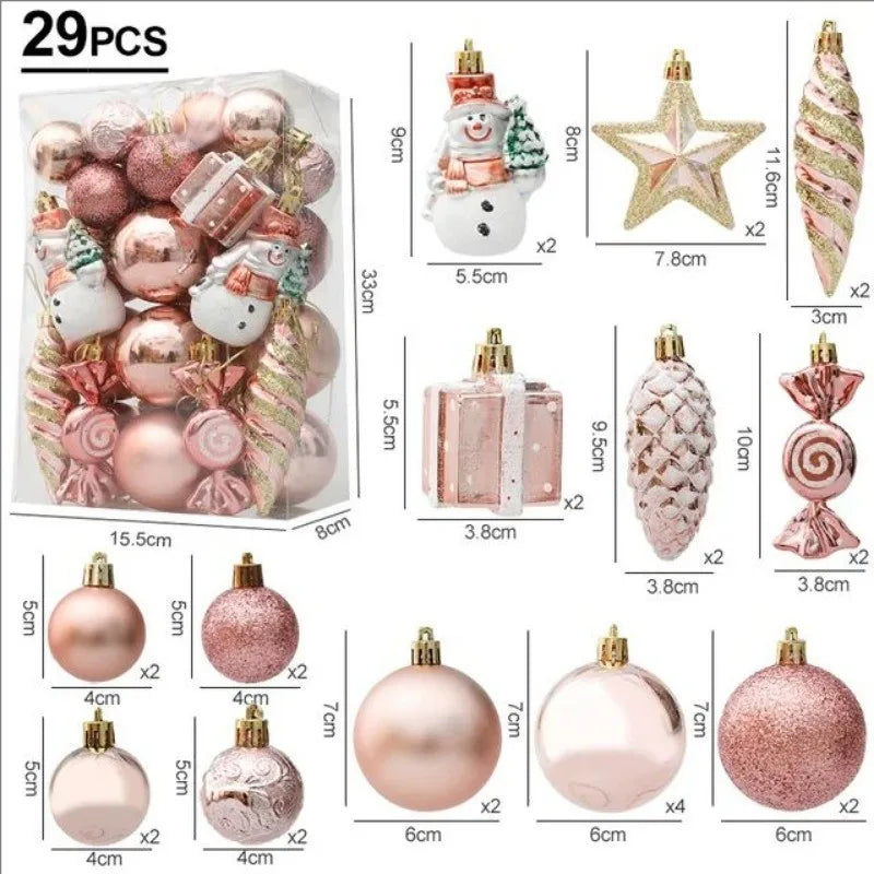20/29pcs Christmas Ball Decoration Hanging Christmas Tree Pendant Ornaments For Home Gifts Accessories