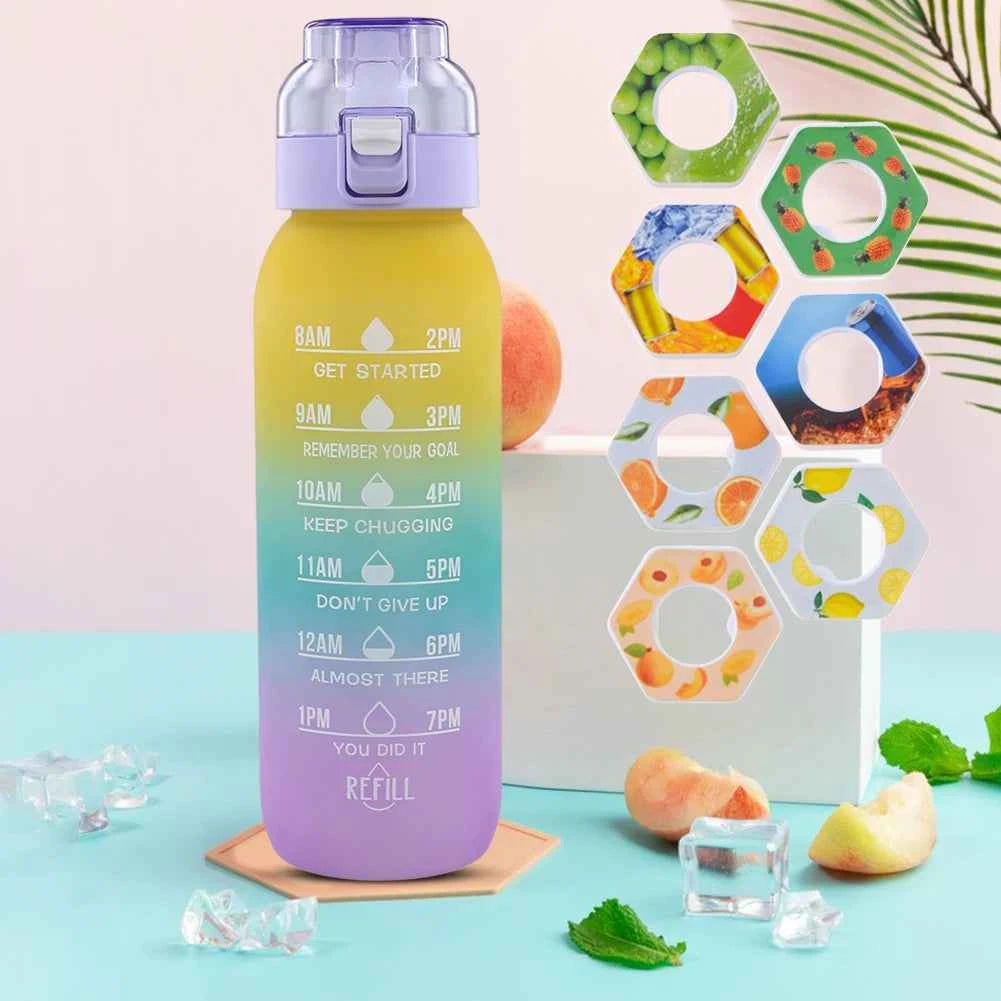 1000ML Fragrance Smelling Water Bottle with 1/7 Flavor Pod Air Water Up Bottle Scented Drinking Cup for Travel Climbing Hiking