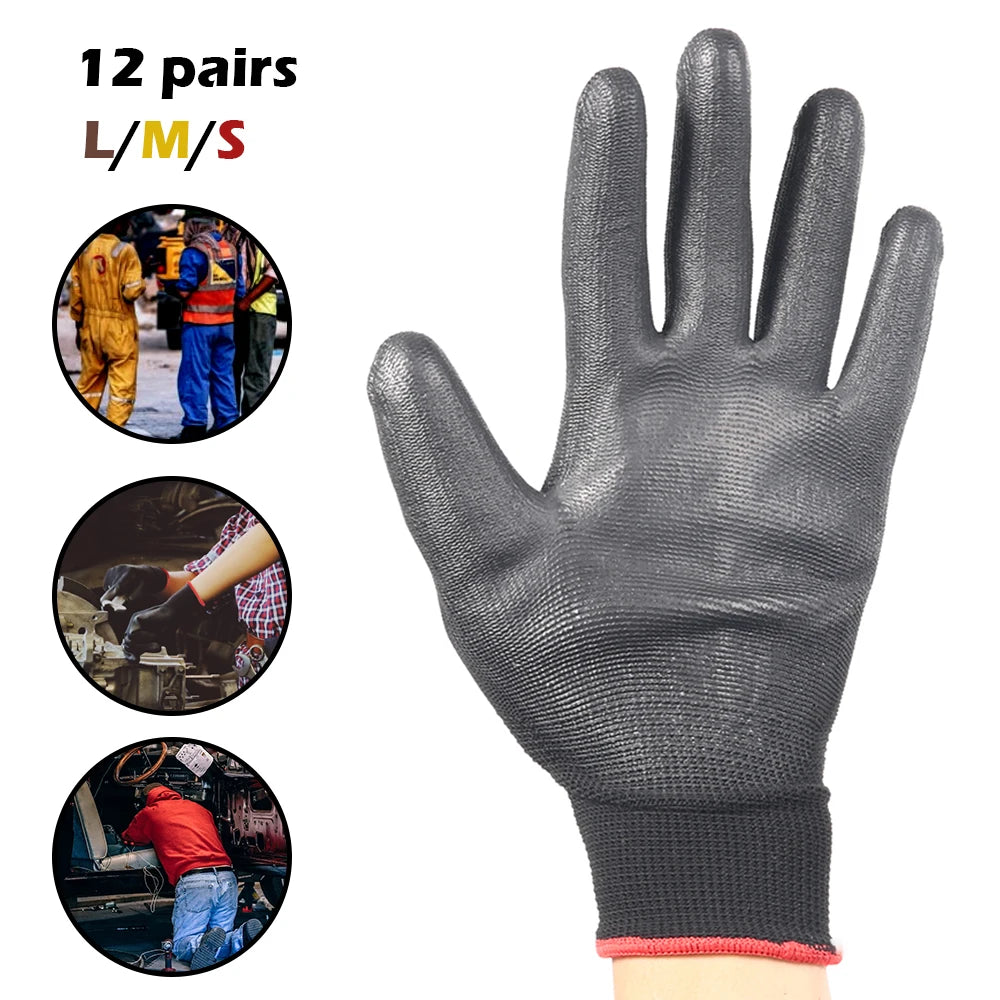Nitrile safety coated work gloves PU and palm coated gloves safety gloves are suitable for construction and maintenance vehicles