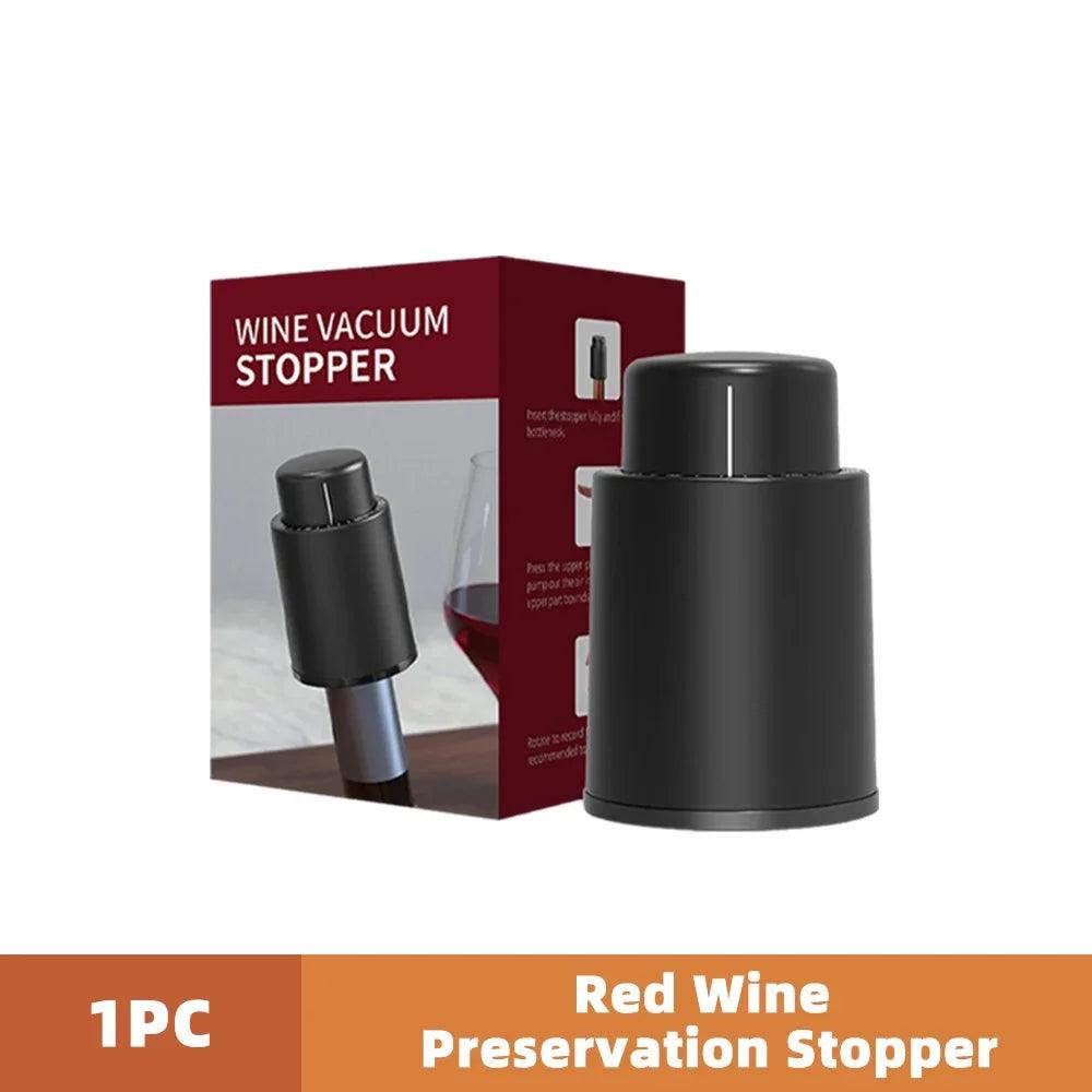 1/2pc Vacuum Wine Bottle Cap Stopper Sealed Storage Vacuum Memory Wine Stopper Push Style Barware Wine Cork Black Bar Tools - Your Gift Ideas