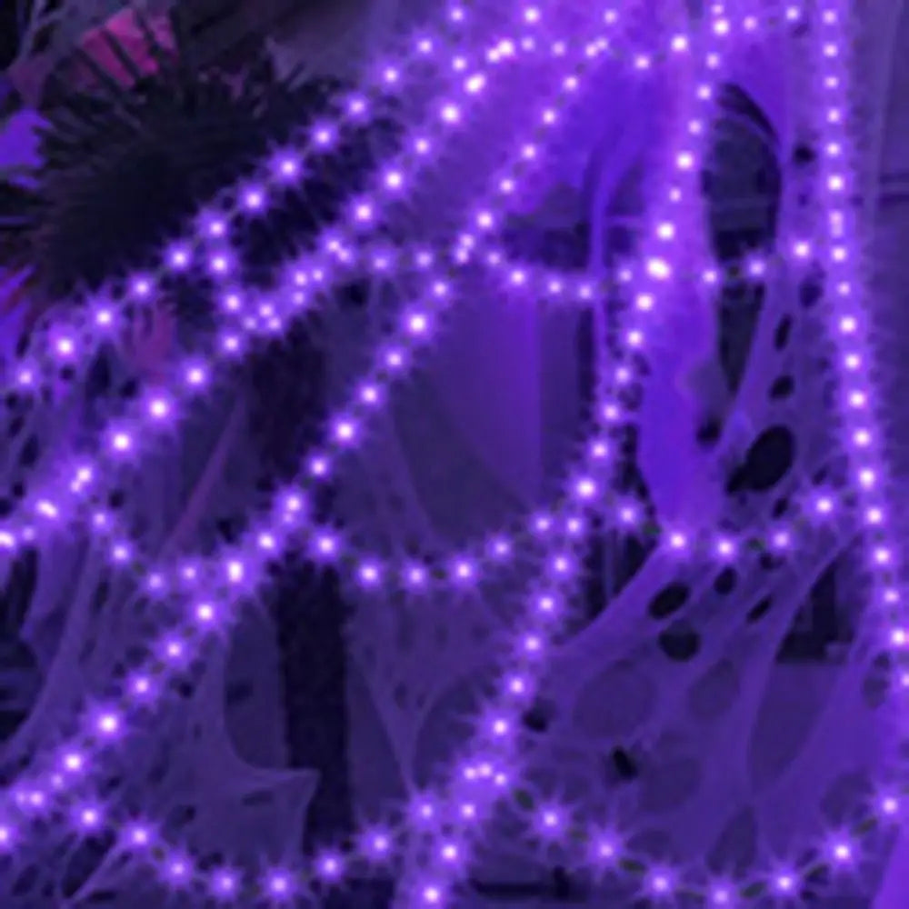8 Modes Halloween Spider Web Lights Waterproof Glow LED Spider Net 5m Triangle Luminous Halloween Spider Indoor Outdoor - YourGiftIdeasUK