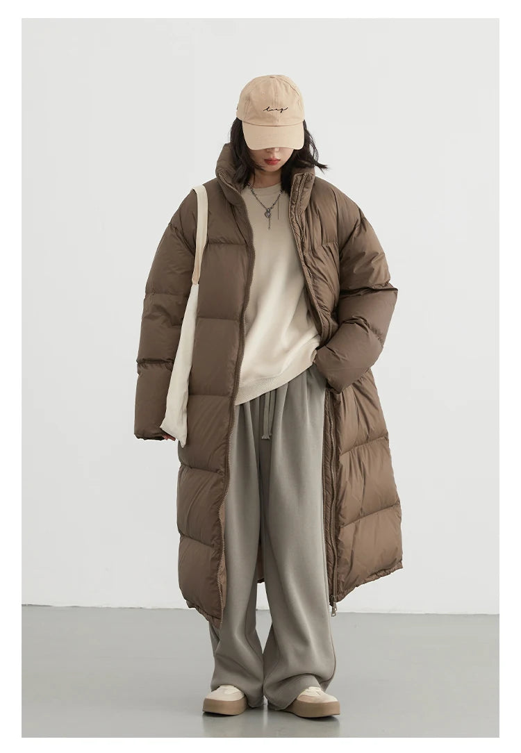 CHIC VEN Women Down Coats New Long Thick Warm Down Jackets Overcoat White Duck Down Loose Casual Jacket Autumn Winter 2023