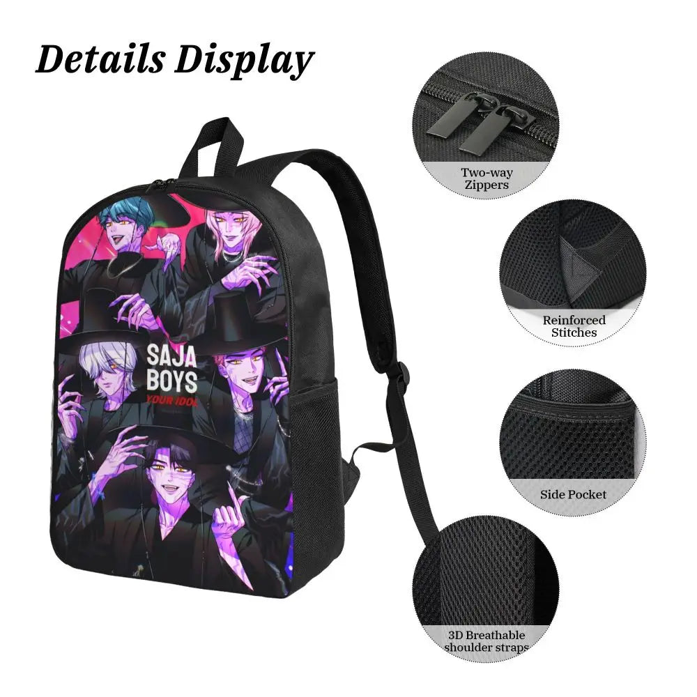3Pcs Kpop Demon Hunters Huntrix  Backpack Set for Kids Pencil Boxes Bookbag Sets with Lunch Box For School Students Knapsack