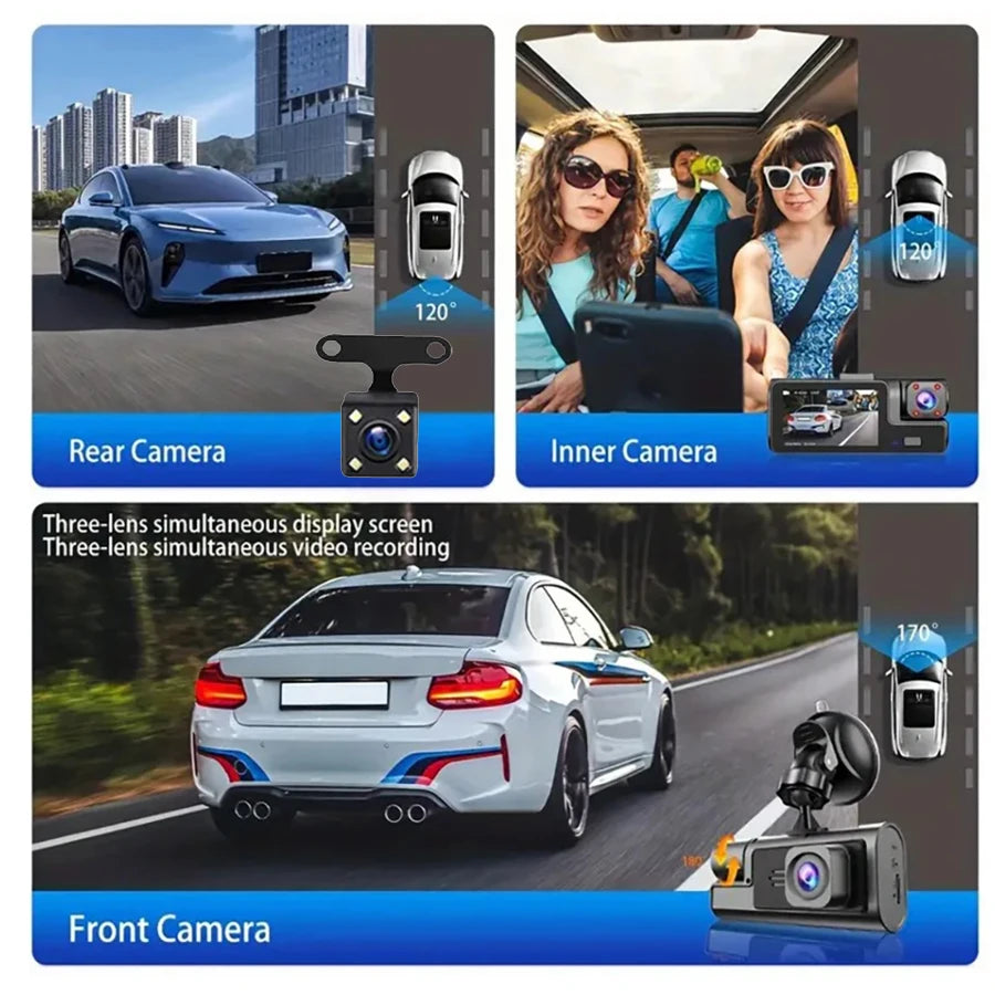 3-channel HD 1080p car DVR, WIFI car DVR front and rear vision camera night vision black box Auto parts, car recorder. - Your Gift Ideas
