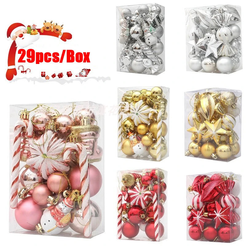 20/29pcs Christmas Ball Decoration Hanging Christmas Tree Pendant Ornaments For Home Gifts Accessories
