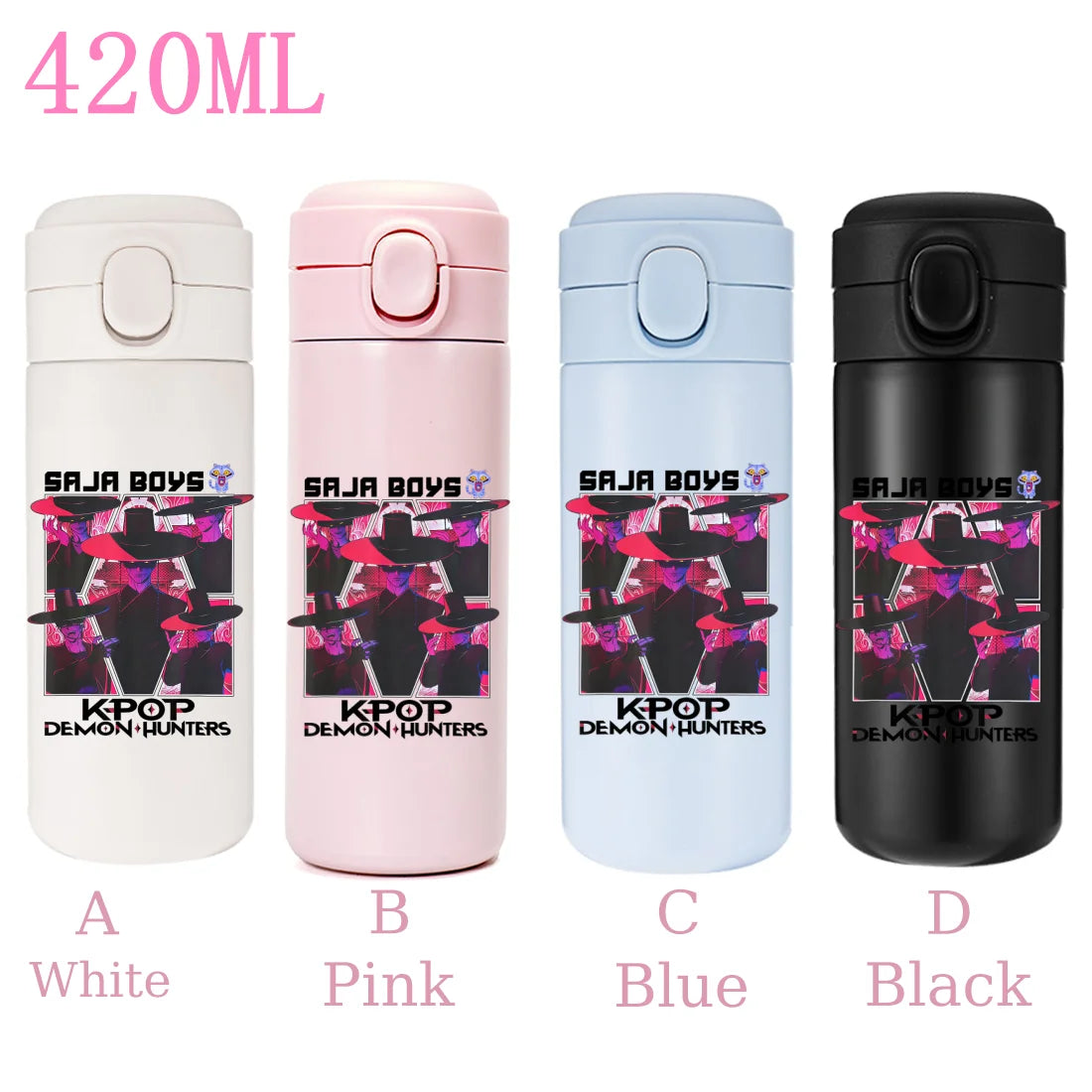 420ML KPop Demon Hunters Cartoon Stainless Steel Thermal Water Bottle Mini Leak Proof Portable Insulated Cup Birthday Gift - YourGiftIdeasUK