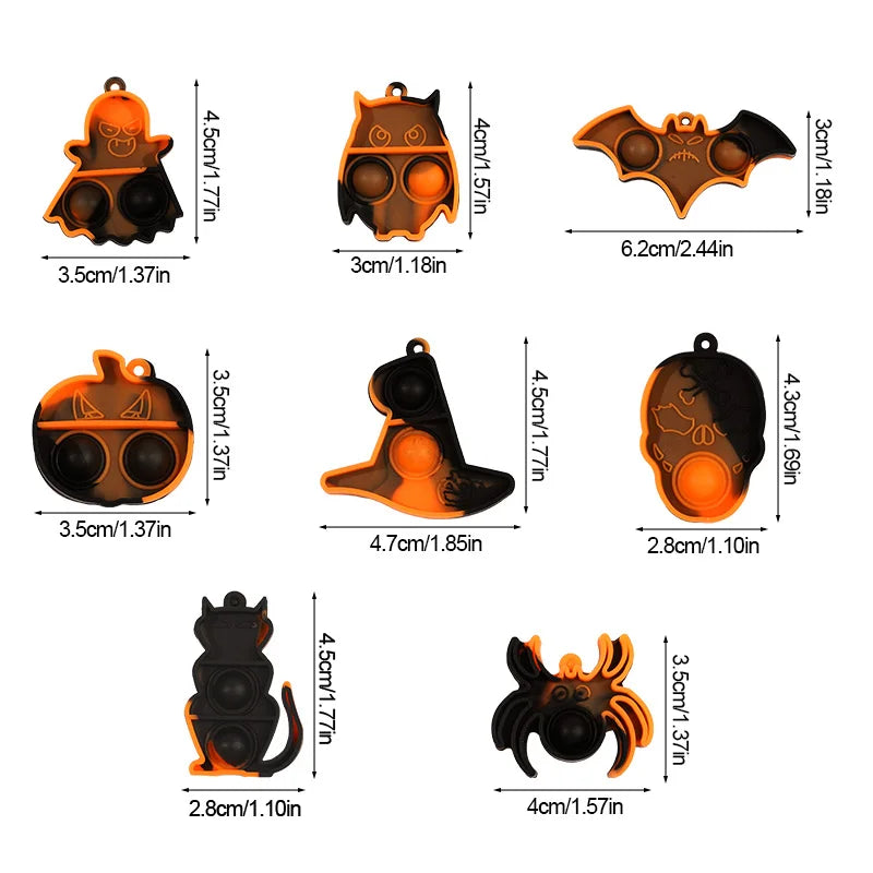 10-20-30Pcs Halloween Mini Pop Keychain Fidget Toys - YourGiftIdeasUK