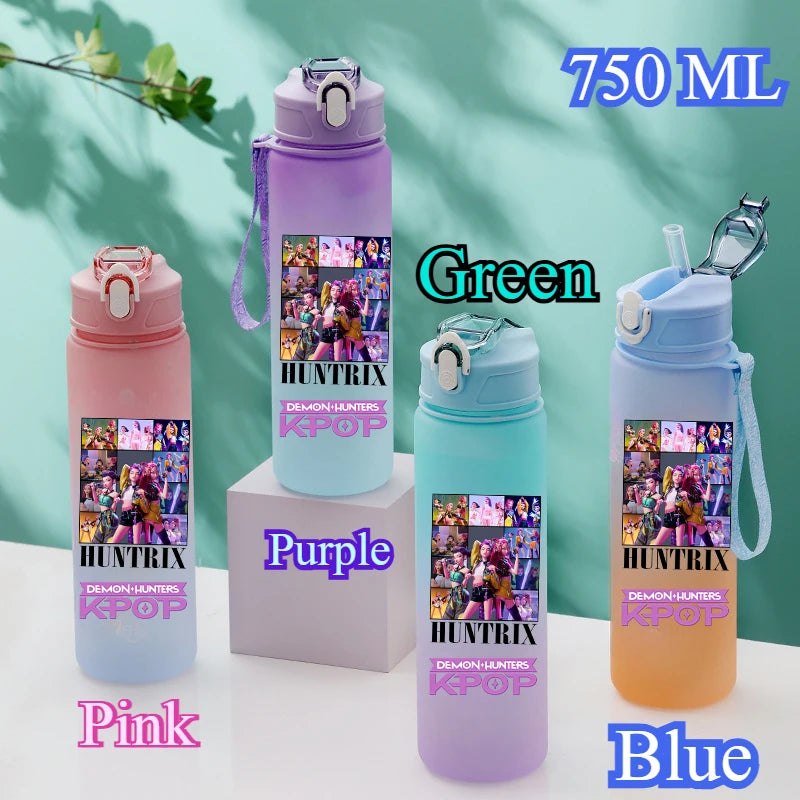 750ML KPop Demon Hunters Gradient Color Water Cup HUNTR/X Rumi Mira Zoey Jinu Drinking Bottle Saja Boys Tiger Kid Birthday Gift - YourGiftIdeasUK