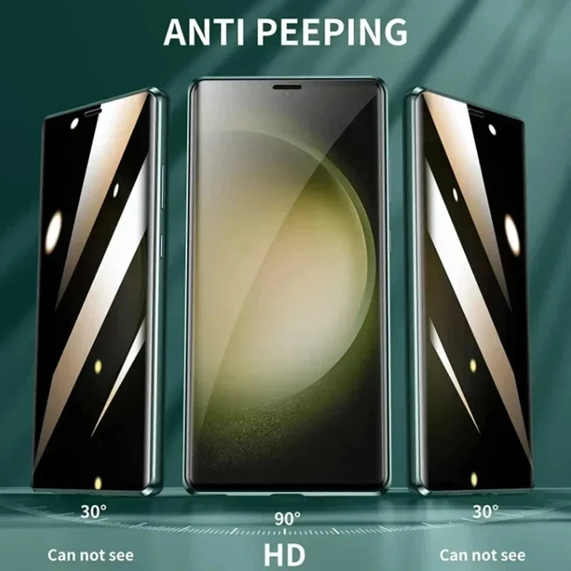 Anti Peeping Metal Phone Case For Samsung Galaxy S25 S24 S23 S22 Ultra Plus 360 Degree Privacy Protection Magnetic Phone Cover