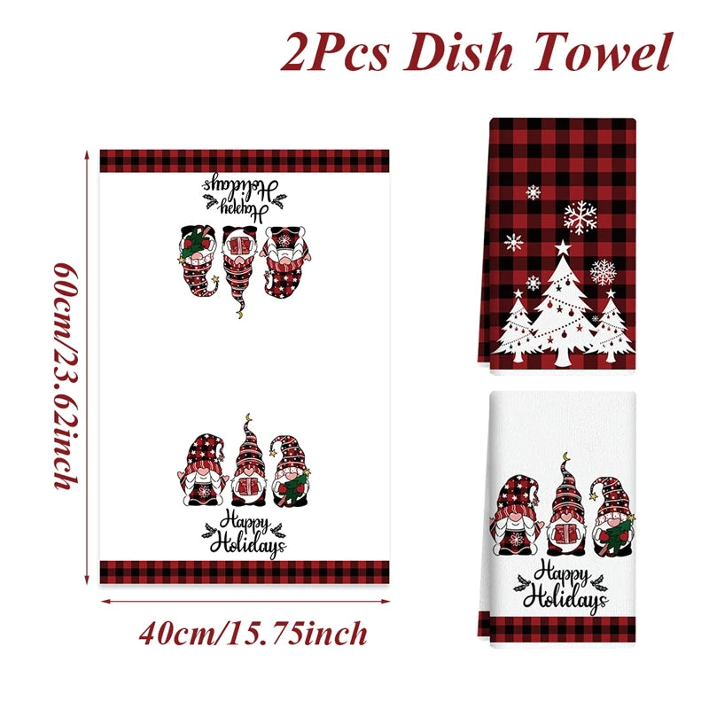 2pcs Christmas Kitchen Towels Merry Christmas Party Decoration 2025 Xmas Santa Claus Dish Towel Navidad Natal New Year Gift 2026 - YourGiftIdeasUK
