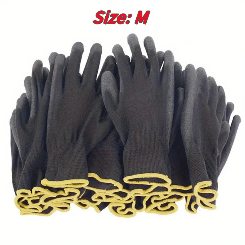 10 Pairs Black Durable Safety Gloves - Anti-Slip, Wear-Resistant, ESD Protection for Gardening & Woodworking