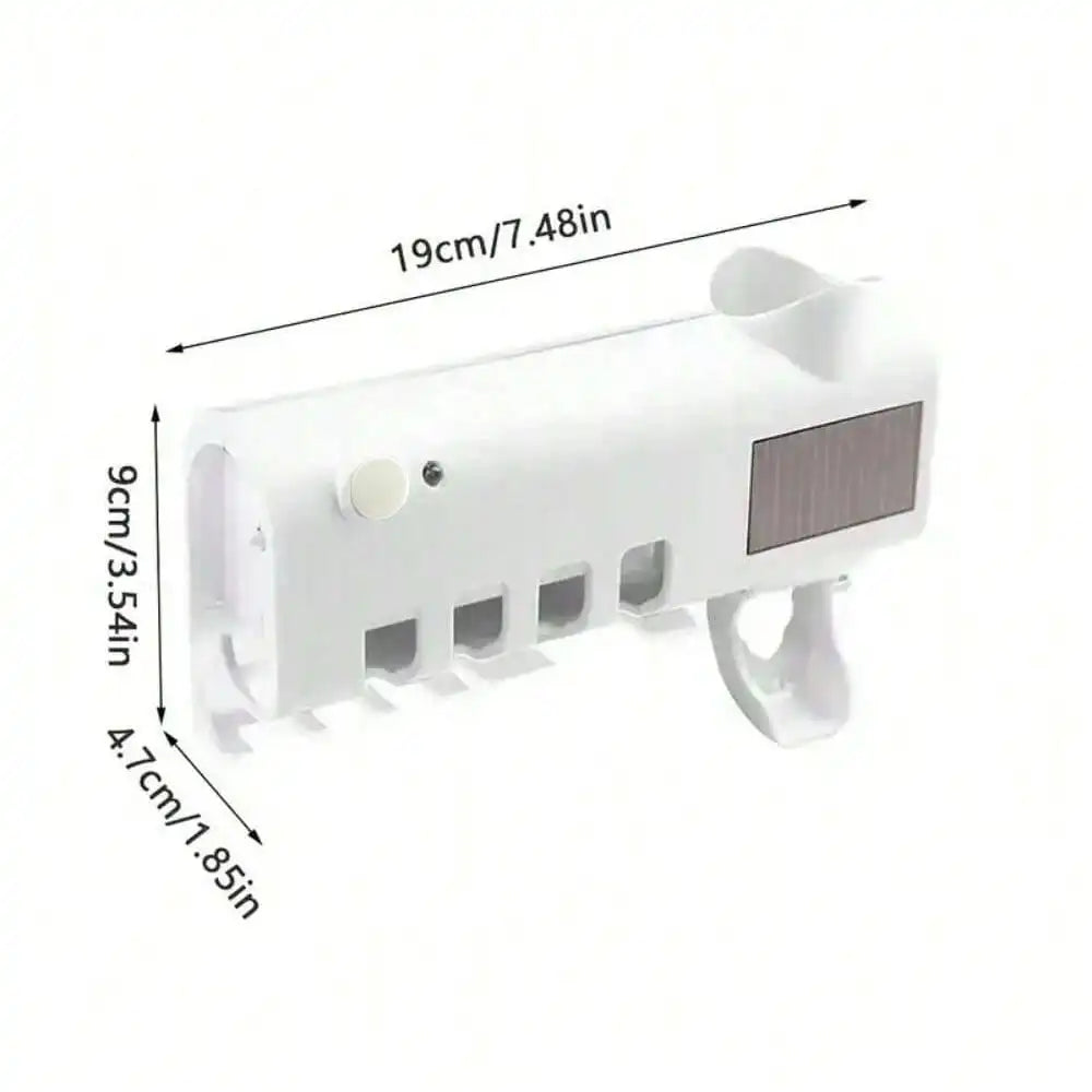Wall Mounted Intelligent ToothBrush Sterilizer, UV Free, Solar Powered Cleaner, With Automatic Tooth paste Dispenser