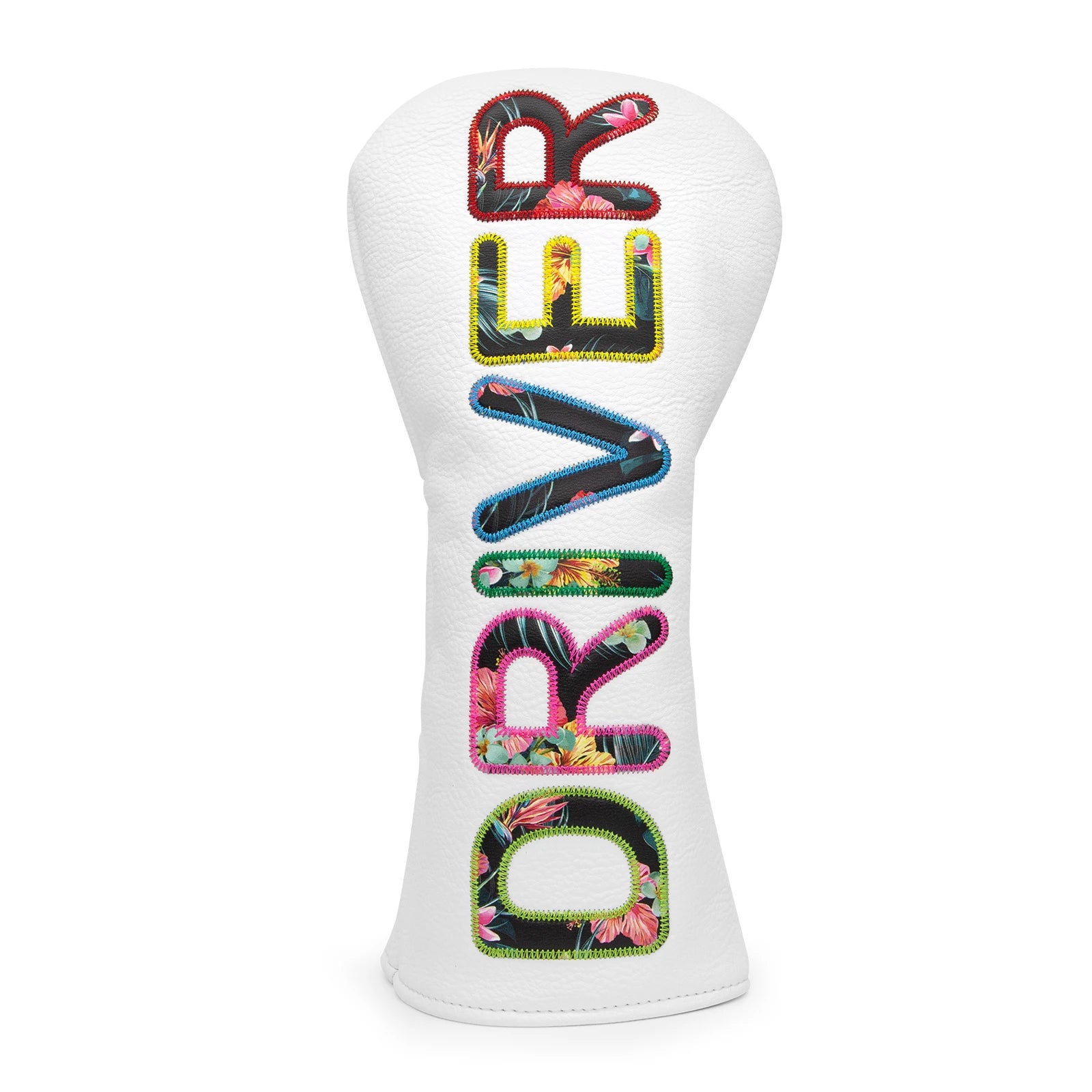White Premium Leather Golf Head Cover Elegant Embroidery High Quality Golf Club Driver Head Covers  Fariway Wood Covers Hybrid