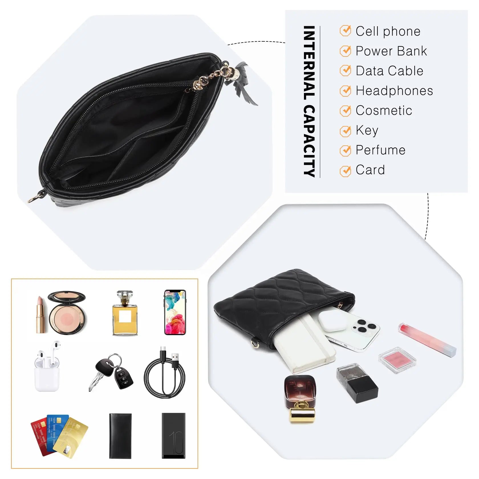 Miss Lulu Small Crossbody Bag Soft Pu Leather For Women Chain Bag