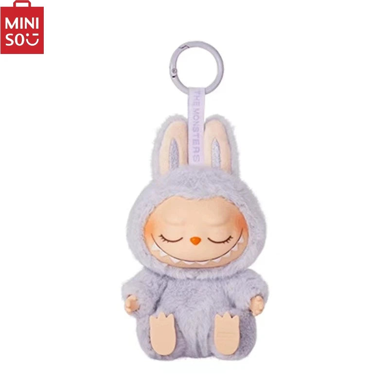MINISO Blind Box Vinyl Doll 2nd LABUBV2Generation New Collection Have a Plush Doll Seat Figurine Keychain Pendant