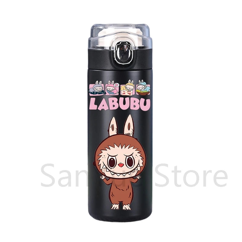 400Ml Water Bottle Cartoon Printed Thermos Cup Pocket Stainless Steel Thermal Coffee Mug Vacuum Insulated Flask Cup Kid Gift