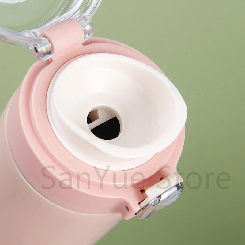 400Ml Water Bottle Cartoon Printed Thermos Cup Pocket Stainless Steel Thermal Coffee Mug Vacuum Insulated Flask Cup Kid Gift