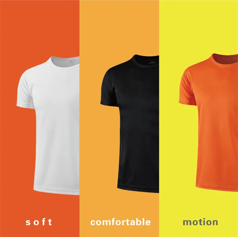 Men Short Sleeve Top Oversized White T-Shirt Man Casual Soild Shirt Quick Drying Gym Basketball t Shirts Soccer Tees Man Clothes