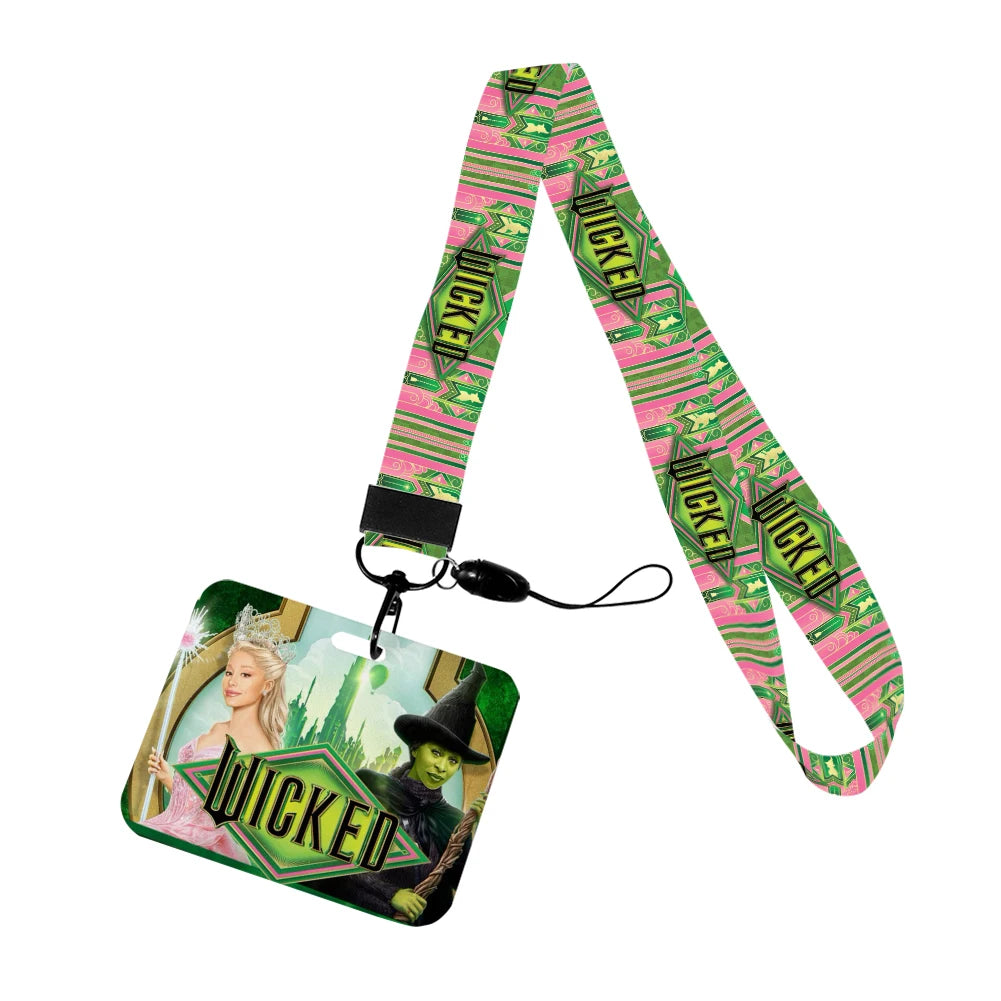 Wicked Glinda and Elphaba Women Lanyards ID Badge Holder Strap Work Card Bus Access Card Holder Keychains Accessories - YourGiftIdeasUK