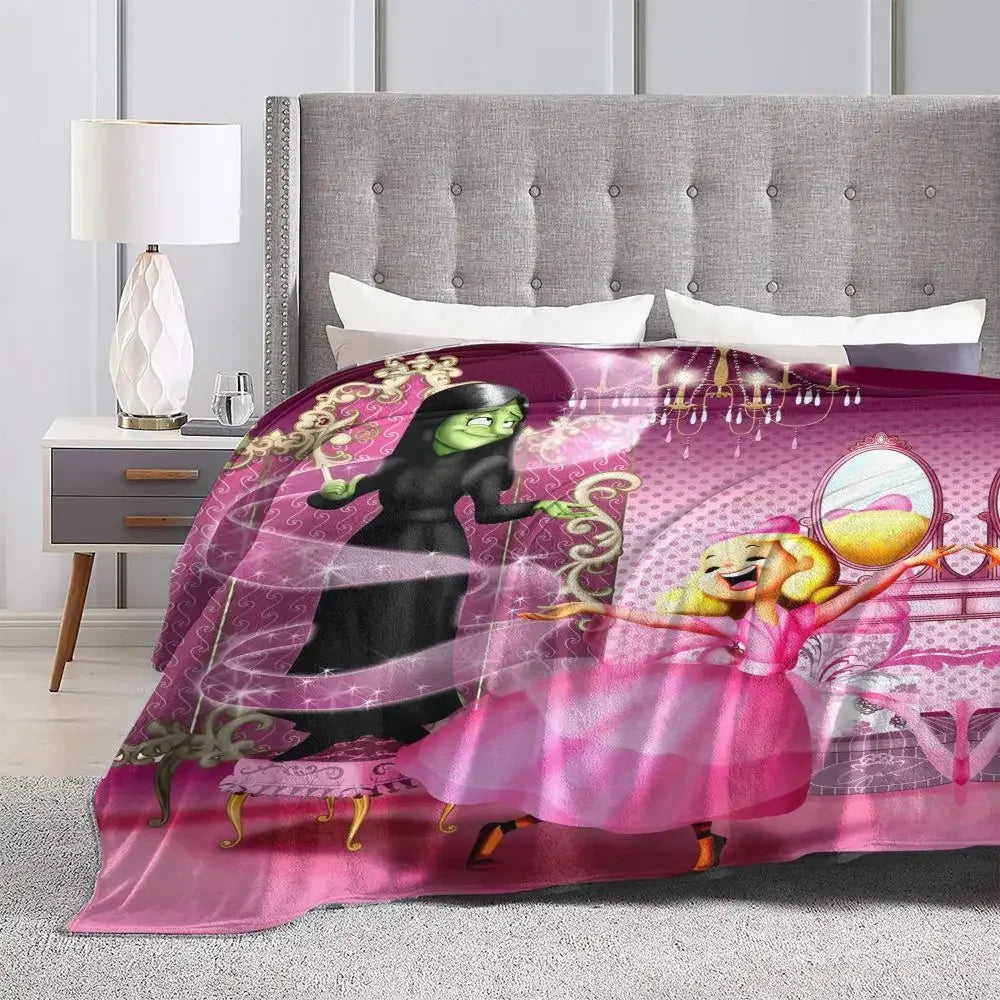 Soft Blanket Travel Wicked Elphaba & Glinda Tonal Throw Blanket Magic Movie Flannel Bedspread For Bedroom Aesthetic Bed Cover - YourGiftIdeasUK