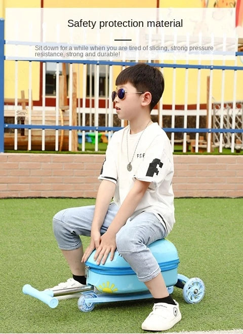 Children Travel Suitcase Cute Cartoon Skateboard Rolling - YourGiftIdeasUK