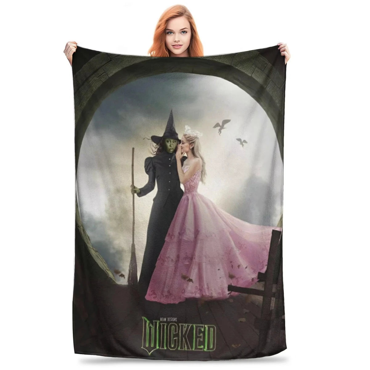 Wicked Elphaba & Glinda Tonal Blanket Magic Movie Flannel Throw Blankets Bedspreads Printed Soft Warm Multifunction Quilt - YourGiftIdeasUK