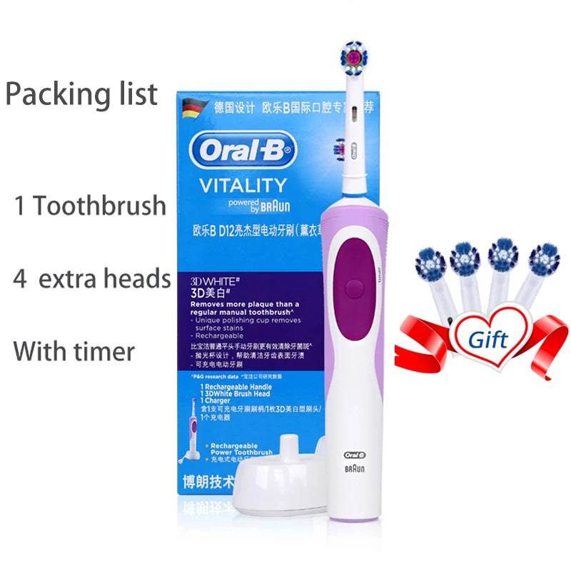 Oral B Electric Toothbrush Adult Rotation Clean Teeth Charging Tooth Brush 3D Whiten Teeth Oral Care Brush With Gift Brush Heads - Your Gift Ideas