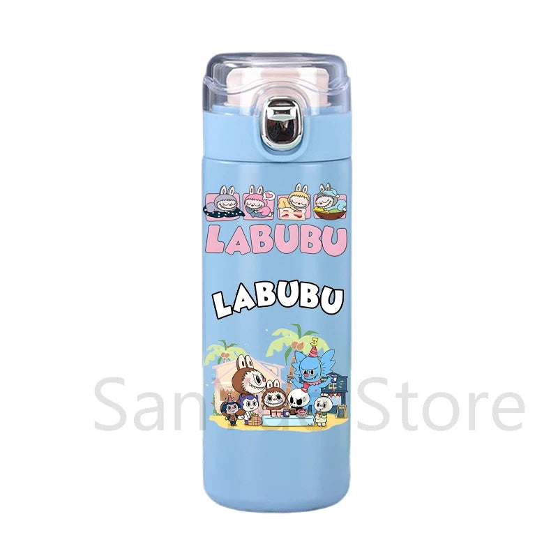 400Ml Water Bottle Cartoon Printed Thermos Cup Pocket Stainless Steel Thermal Coffee Mug Vacuum Insulated Flask Cup Kid Gift