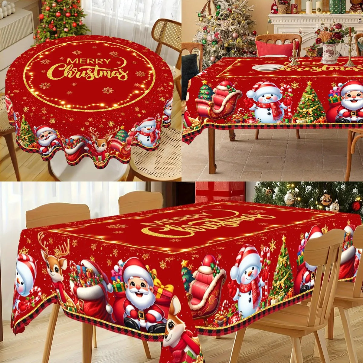 Christmas Tablecloth Christmas Party Decoration 2025 Xmas Table Decor Santa Claus Table Cover Navidad Natal New Year Gift 2026 - YourGiftIdeasUK