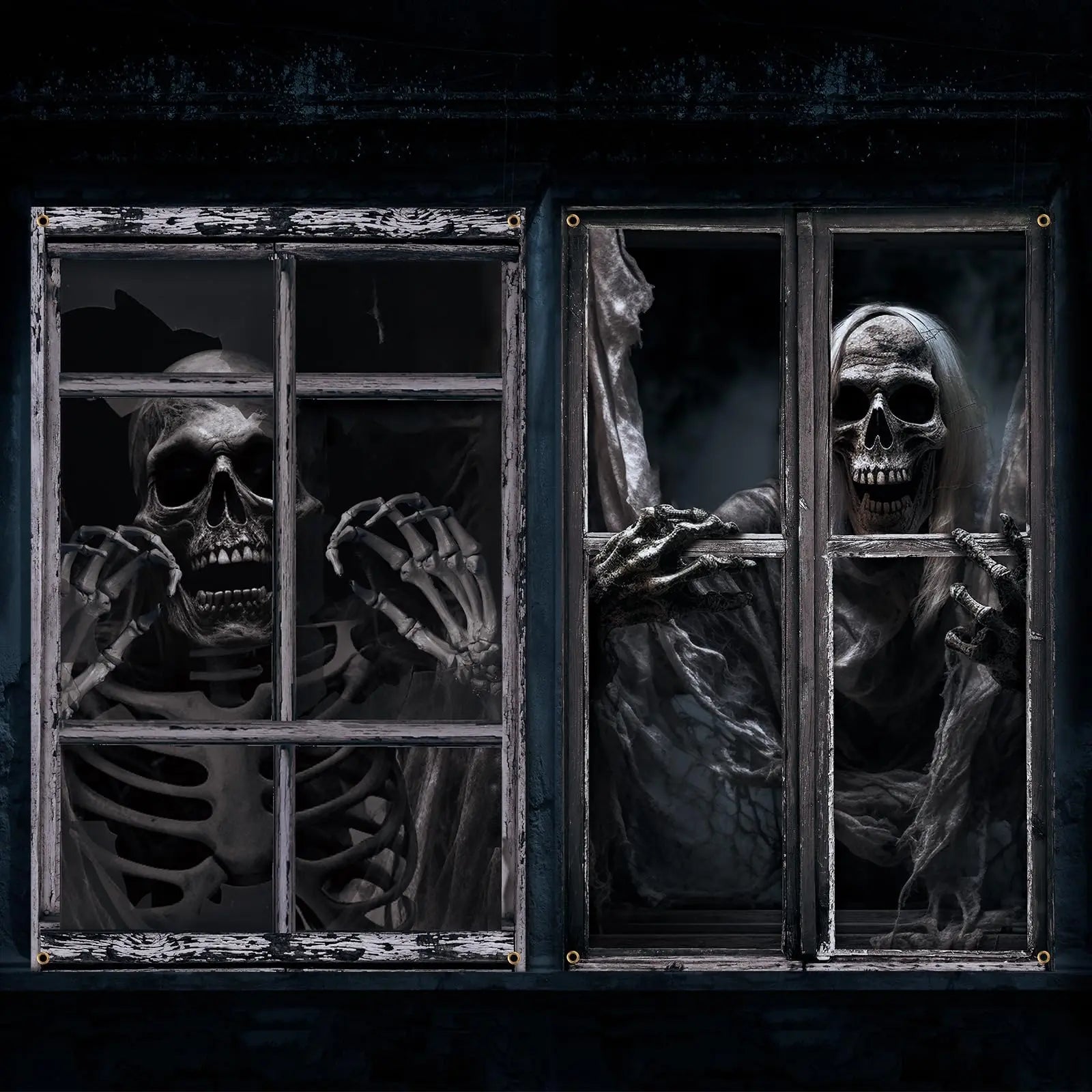 2 Pcs Scary Halloween Curtain Halloween Window Silhouette - YourGiftIdeasUK