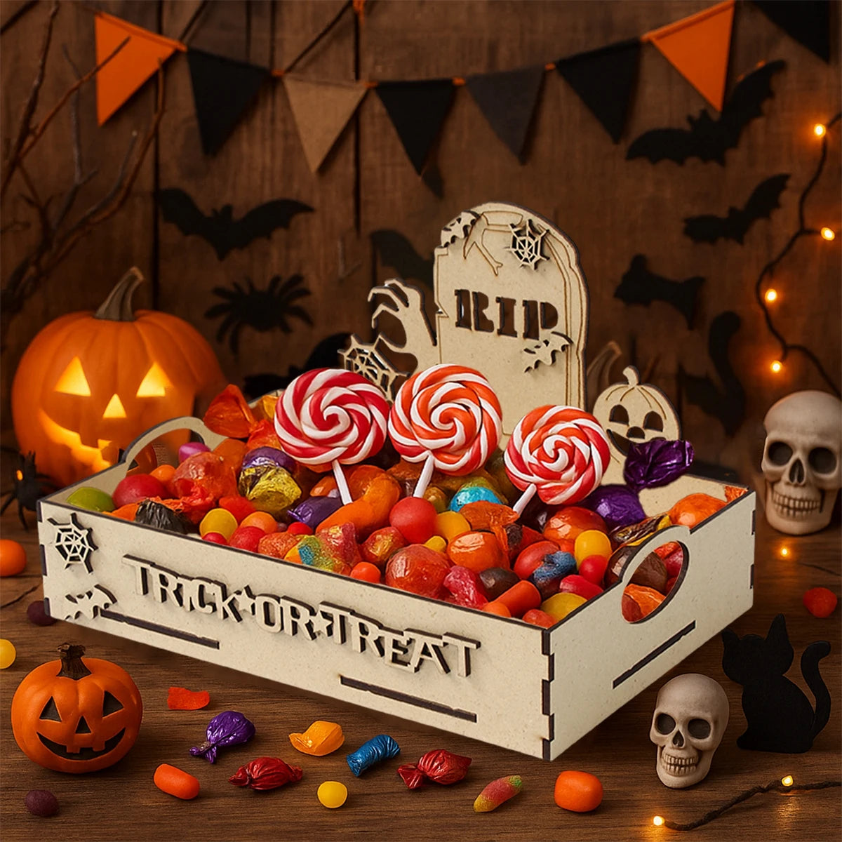 Halloween Wooden Candy Tray - YourGiftIdeasUK