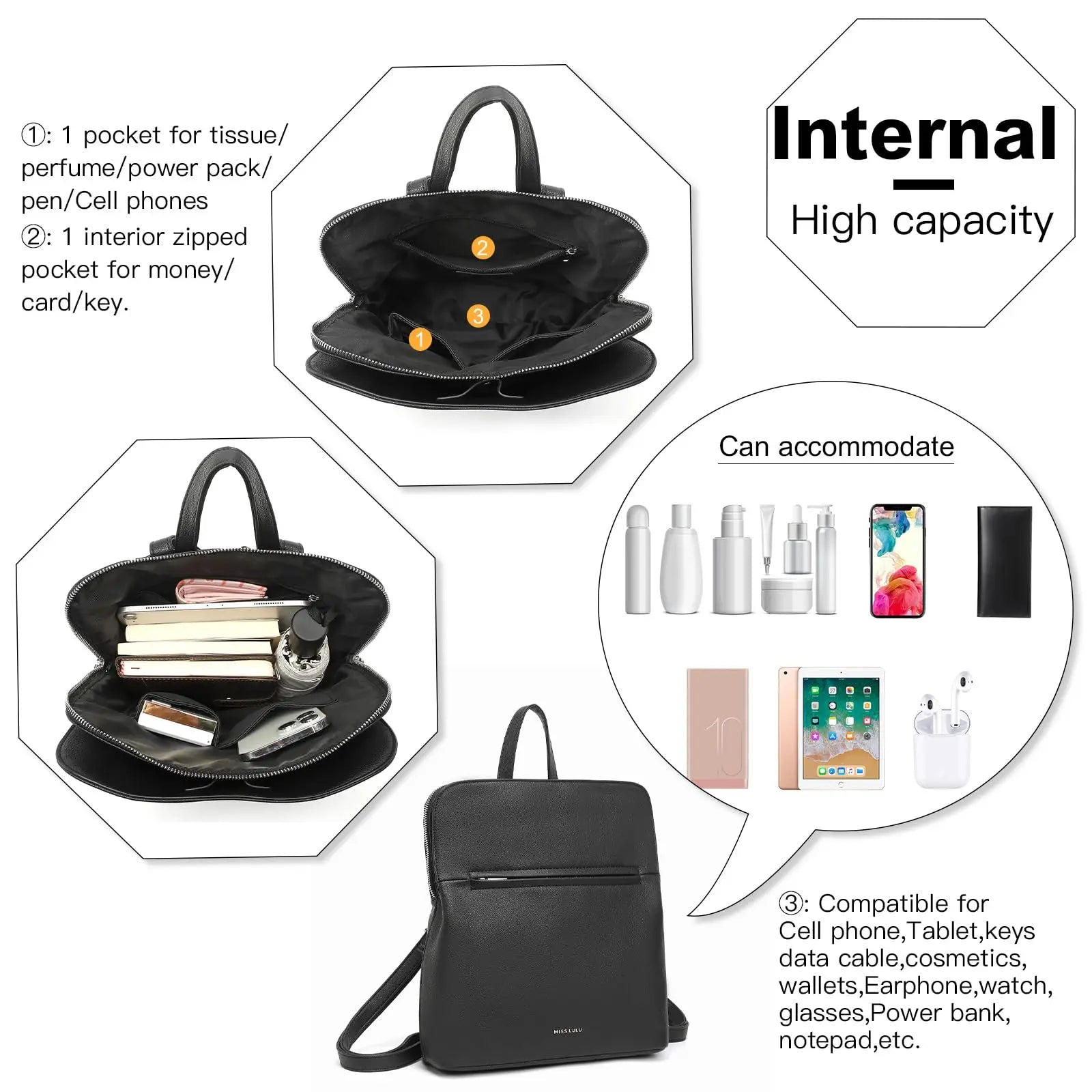 Miss Lulu Women's Miss Lulu Women's Fashion Backpack Miss Lulu Women's Fashion Backpack