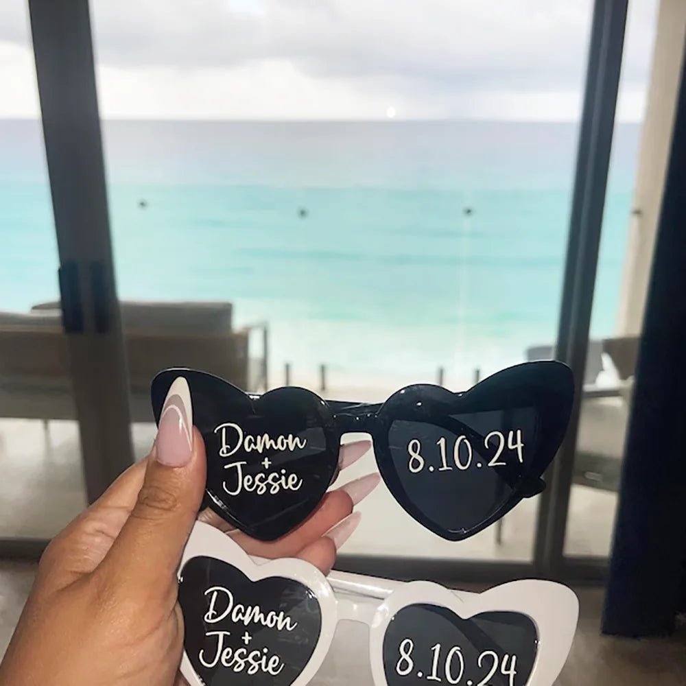 10Pcs Personalized Heart Shape Sunglasses Bridesmaid Gift Custom Bride To Be Sunglasses for Wedding Bachelorette Party Favors