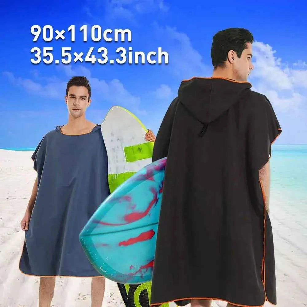 Microfiber Hooded Towel Men Women for Swim Beach Travel Quick Dry Changing Robe Cape Bath Towel Bathrobe Surf Poncho Sauna Play