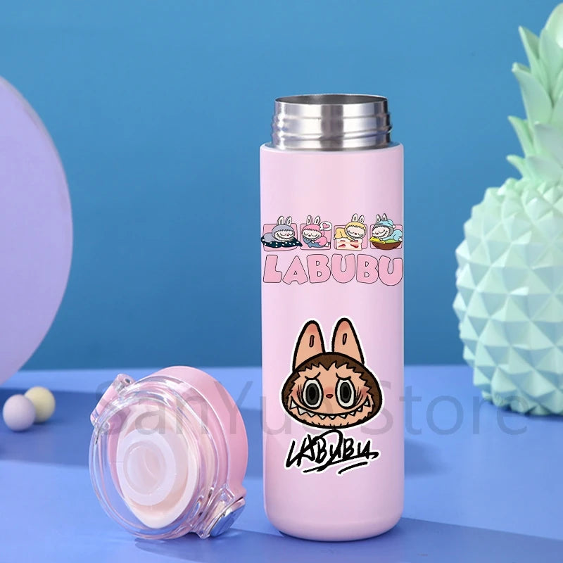 400Ml Water Bottle Cartoon Printed Thermos Cup Pocket Stainless Steel Thermal Coffee Mug Vacuum Insulated Flask Cup Kid Gift