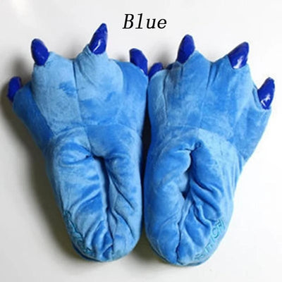 Winter Soft Warm Monster Dinosaur Paw Funny Slippers  Women Kids Parent-child Home  Slipper Shoes Room Cotton Random lining