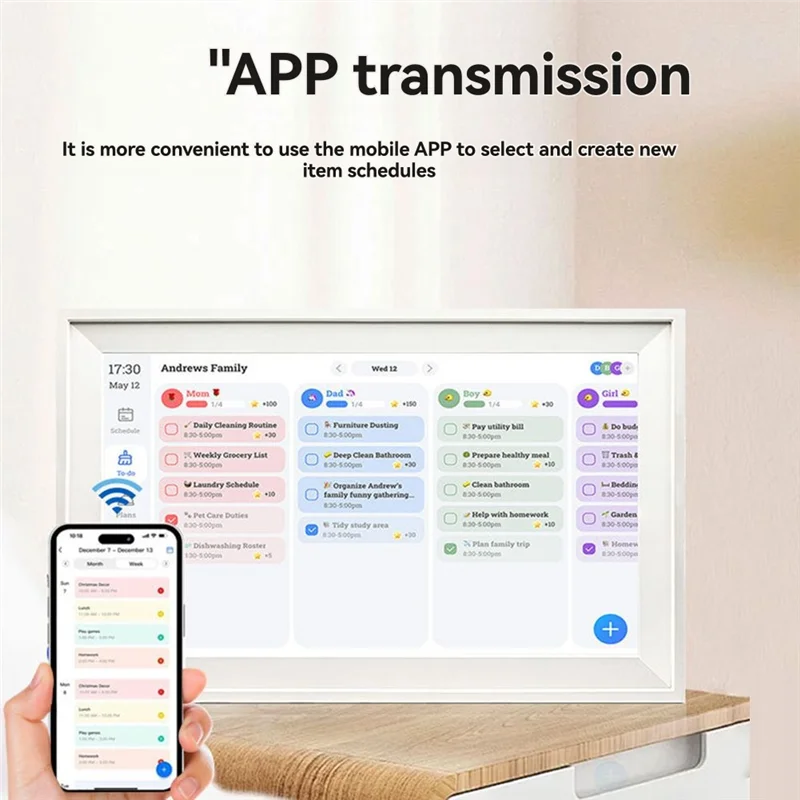XB-15.6Inch WIFI Smart Digital Calendar Chore Chart HD Interactive Touchscreen Family Planner Hearth Digital Calenda