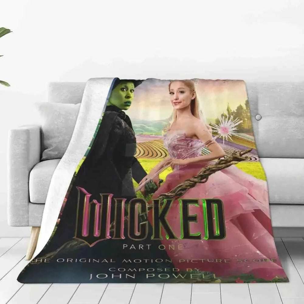 Soft Blanket Travel Wicked Elphaba & Glinda Tonal Throw Blanket Magic Movie Flannel Bedspread For Bedroom Aesthetic Bed Cover